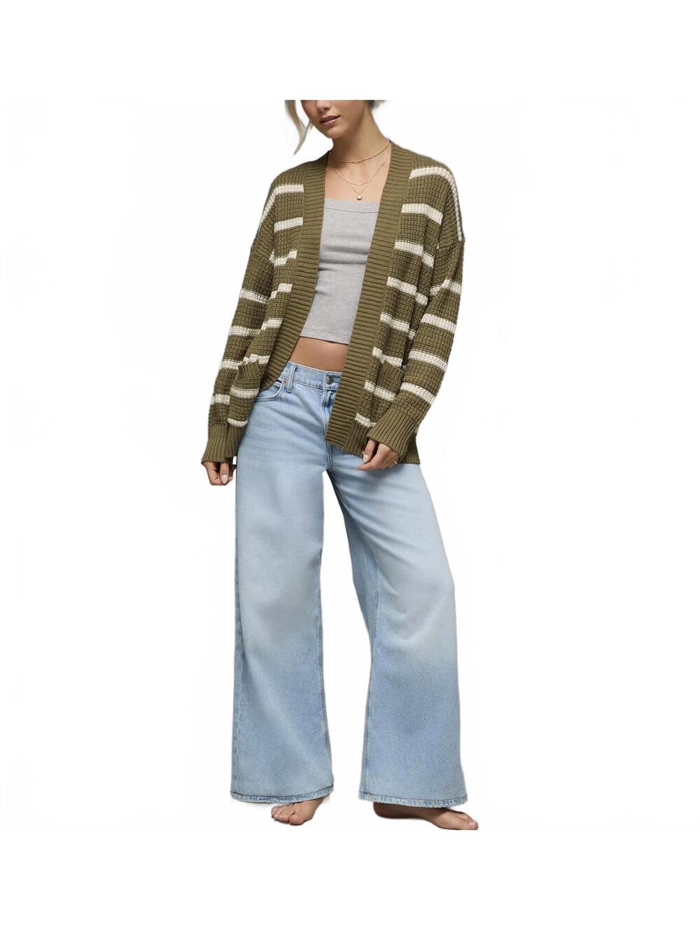 AE Open Knit Cardigan American Eagle NWT Washed Olive XS - Picture 8 of 9